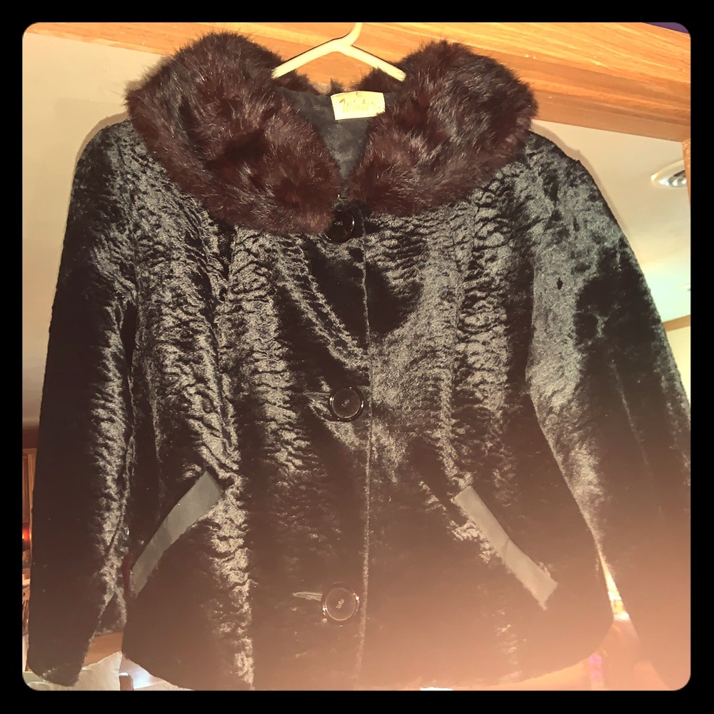 Faux Suede Dress Up Jacket with Fur Neckline